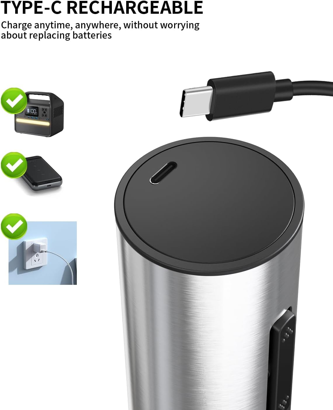 6-In-1 Electric Wine Opener Set Rechargeable Stainless Steel Wine Opener Gift Set with Foil Cutter, Rechargeable & Manual Wine Aerator Pourers, Vacuum Wine Stopper and Storage Base, Silver